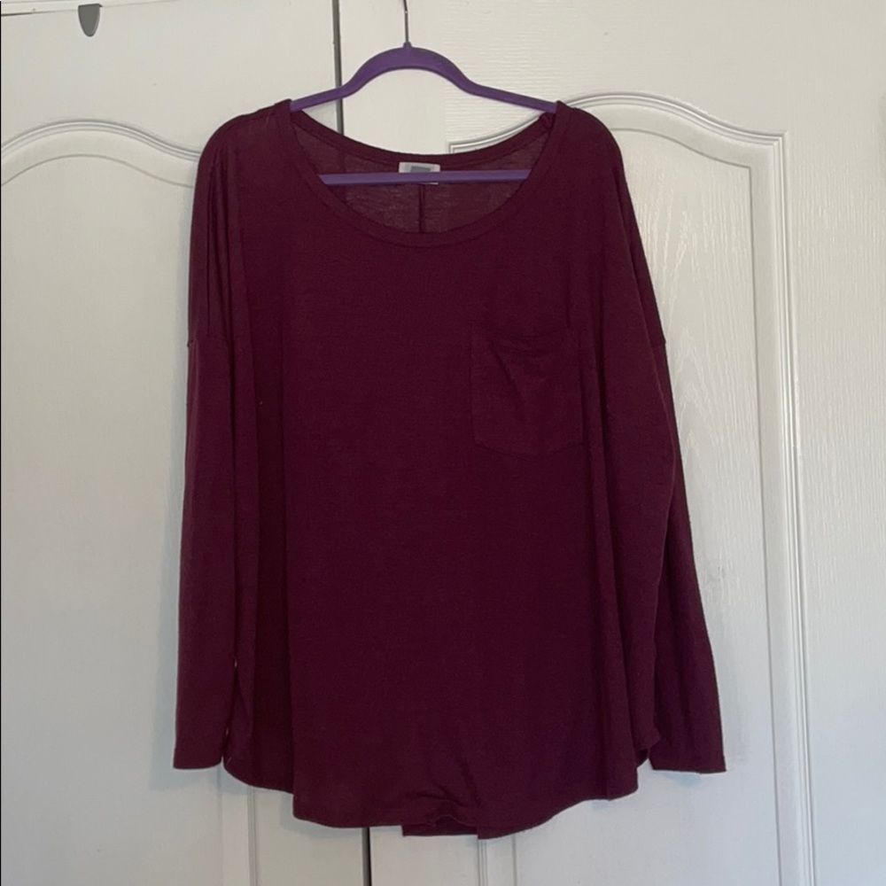 Purple/burgundy long sleeve with pocket